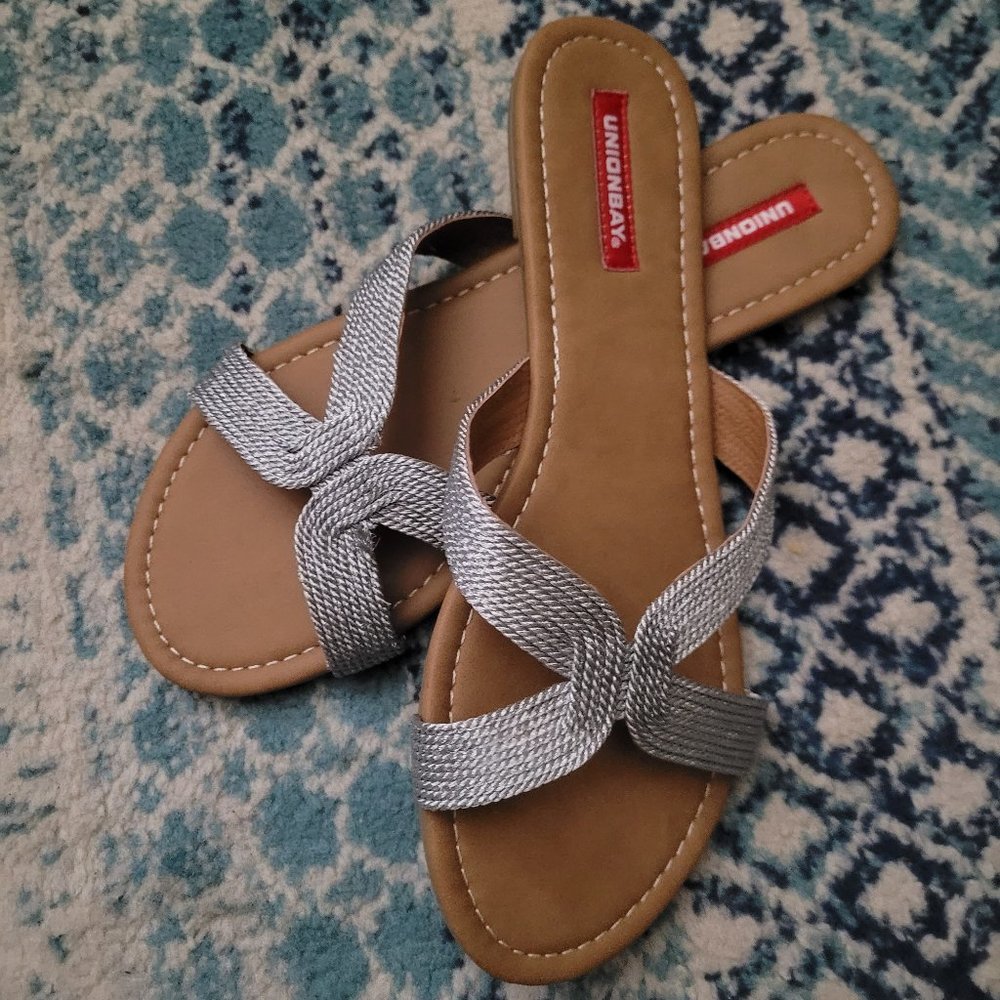 Silver flat sandals